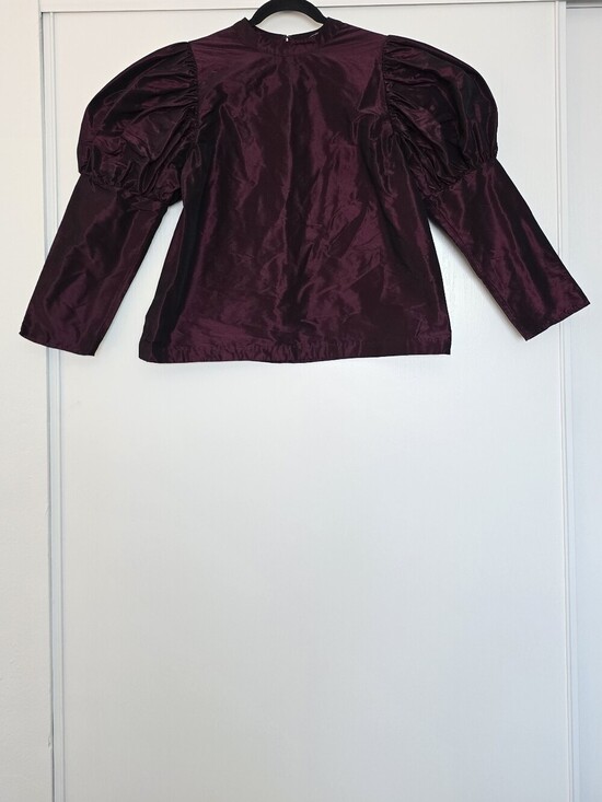 Express Tops - Express - Taffeta Puff Sleeve Mock Neck Long Sleeve Top